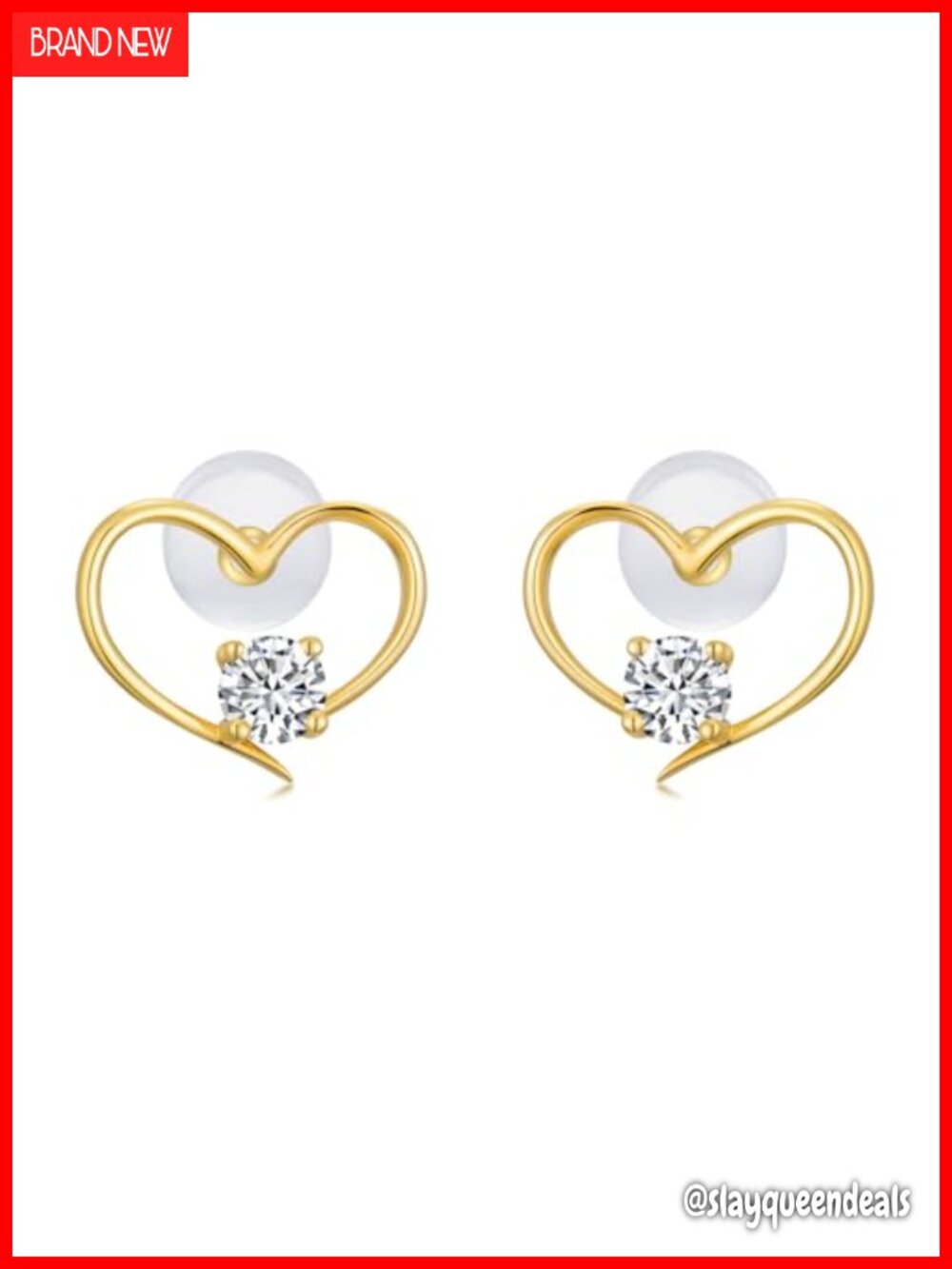 14k Gold Lab Grown Diamond Heart Stud Earrings for Women